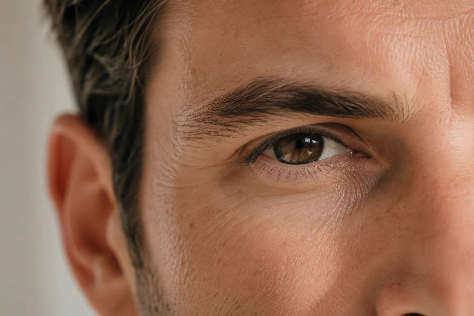 Medizinische Botox-Behandlung bei Bruxismus in Rostock, Gesichtspartie eines Mannes in Nahaufnahme