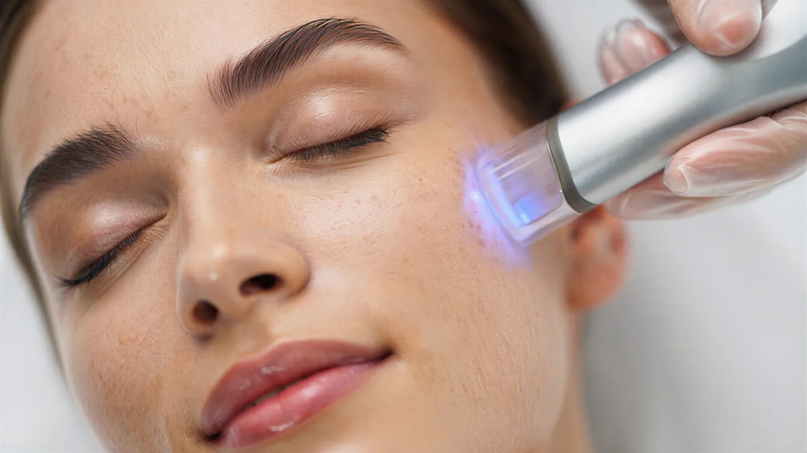 Couperose lasern in Rostock: Patientin bei der Gefäßlaser-Behandlung im Gesicht beim Facharzt Dr. Dr. Ole Jung